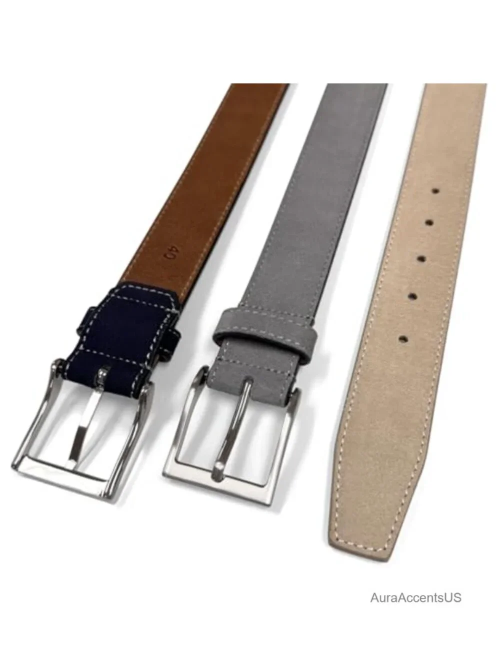 Genuine Leather Suede Casual Dress Belt 1.5 Inch Wide